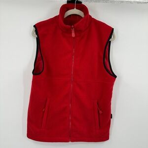 Baru Sports Red Fleece Vest Women's Medium Sleeveless Full‎ Zip Pockets